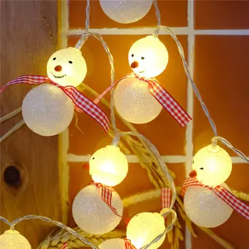 Симпатичные светодиодные рождественские огни, гирлянды в виде снеговика, гирлянды, батарейные фонари, Принадлежности для украшения комнаты, спальни, Уличные маленькие фонари