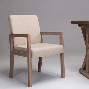 Обеденные стулья в американском стиле со спинкой в стиле ретро для кухни, кресло из массива дерева, мебель для столовой, современный минималистичный обеденный стул для отеля