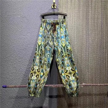 Летом 2022 Года Новые эластичные Свободные брюки с высокой талией большого размера, складывающиеся до щиколоток, для женщин