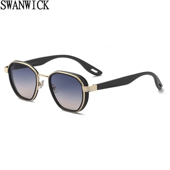 Солнцезащитные очки Swanwick square для женщин, поляризованные солнцезащитные очки UV400 для мужчин, металлическая оправа для вождения, зеленый, коричневый, хит продаж, лето