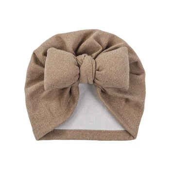 Детская зимняя теплая шапка-тюрбан для детей 0-5 лет, классическая милая эластичная шапочка-бини с бантом