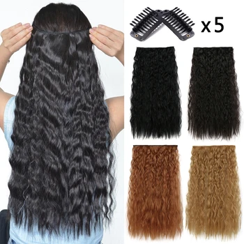 Синтетическая Кукурузная волна, 5 зажимов для наращивания волос, Термостойкий Волнистый Шиньон22