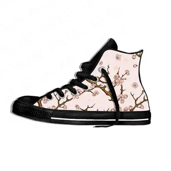 Hot Cherry Blossom Sakura Japan Art, Новинка, модная легкая парусиновая обувь с высоким берцем, мужские и женские повседневные дышащие кроссовки