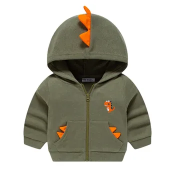 Осенняя куртка с капюшоном для маленьких мальчиков с рисунком динозавра, повседневный кардиган с длинными рукавами, бейсбольная куртка, пальто, крутая детская верхняя одежда, одежда
