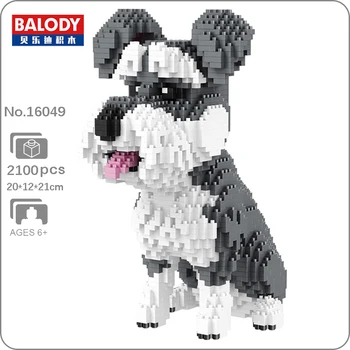 Balody 16049 Стандартный мир животных Собака-ризеншнауцер, сидящая кукла-питомец, мини-алмазные блоки, кирпичи, строительная игрушка для детей, подарок без коробки