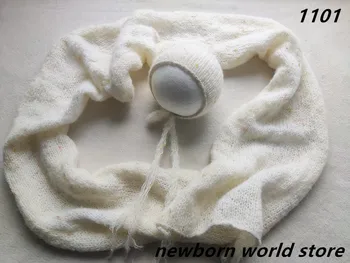 реквизит для фотосъемки новорожденных, шерстяная шапка в цветную крапинку и длинная накидка