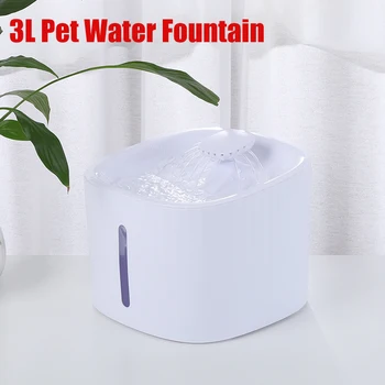 Автоматический Электрический фонтан для воды для домашних животных объемом 3 л, светодиодный Диспенсер для поения кошек и собак, Поилка для подачи воды, фильтр для чаши, Тихий Бесшумный насос