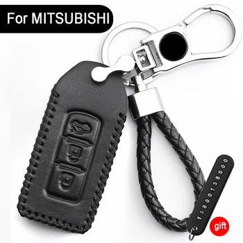 Чехол для ключей с дистанционным управлением от автомобиля MITSUBISHI Outlander из натуральной кожи с пряжкой 2018 Mitsubishi Jin Hyun key cover