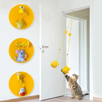 Интерактивная игрушка для кошек, Подвесная имитирующая игрушку для кошек, Забавная интерактивная игрушка для самостоятельной игры, Дразнящая палочка, игрушки для кошек