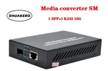 бесплатная доставка AB295 Волоконно-Оптический Медиаконвертер Трансивер SM 1 SFP + 1 RJ45 10G