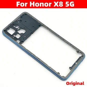 Для Honor X8 5G VNE-N41 Передняя Рамка ЖК-дисплея + Средняя Рамка корпуса Задняя Лицевая Панель Корпуса С Кнопками Регулировки громкости Запчасти для смартфона
