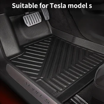 Для Tesla Model S 2021 2023 Выделенные Подушечки Для Ног, Полностью Окруженные 3D-Подушечками Для Ног, Водонепроницаемый Ковер Из TPE, Автомобильные Аксессуары