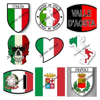 Наклейка с флагом Италии Контуры страны с флагом Карта флага итальянского города Виниловые наклейки с черепом для автомобиля Ноутбук Телефон Бутылка для воды