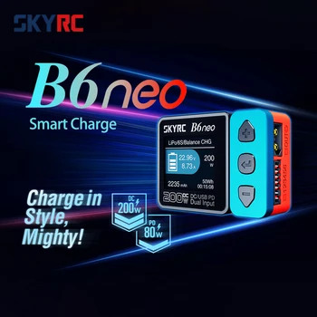 SKYRC B6neo LiPo Аккумулятор, зарядное устройство Smart Balance, вход постоянного тока 200 Вт, PD 80 Вт для радиоуправляемой модели автомобиля, корабля, лодки, самолета