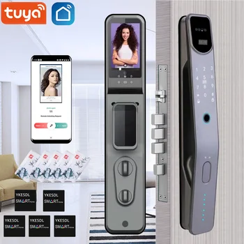 Водонепроницаемый умный дверной замок Wifi приложение Tuya Материал из цинкового сплава, пароль от отпечатка пальца, умный дверной замок с камерой