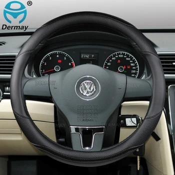 для Volkswagen VW Passat B1 B2 B3 B4 B5 B6 B7 B8 CC DERMAY Крышка Рулевого Колеса Автомобиля Из Углеродного Волокна Искусственная Кожа Автоаксессуары