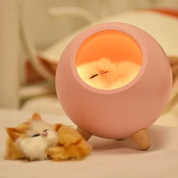 Креативный Ночник для дома с милой кошкой, Прикроватный светильник для сна с милым котенком, USB-зарядка, Сенсорный Атмосферный светильник, динамик Bluetooth