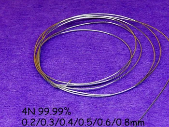 1 м 4N S99.99 Проволока из стерлингового серебра высокой чистоты ручной работы для Fever Audio diy 0,2 мм 0,3 мм 0,4 мм 0,5 мм 0,6 мм 0,8 мм Серебряный кабель