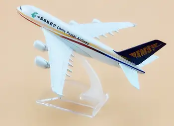 Air EMS China Postal Airlines Модель самолета Airbus 380 A380 Airways 16 см Модель самолета из сплава металла с подставкой для самолета для детей