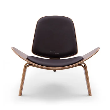 Трехногий стул в виде ракушки в стиле Ханса Вегнера, фанера из ясеня, Тканевая обивка, Мебель для гостиной, Современный стул в виде ракушки для гостиной