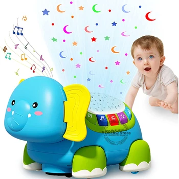 Детские игрушки для ползания, музыкальные игрушки-слоны со светомузыкальной игрушкой для маленьких девочек и мальчиков, обучающая игрушка Монтессори для детей