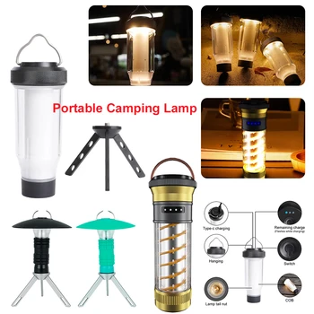 Портативный светодиодный фонарь для кемпинга IPX4 Водонепроницаемый 3000 мАч Перезаряжаемый фонарь для палаточного лагеря Лампа для экстренного пешего туризма Рыбалки