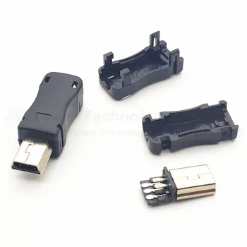 10шт Mini USB 5-контактный разъем с Т-портовым штекером и пластиковая крышка для DIY Дропшиппинг Лучшие продажи