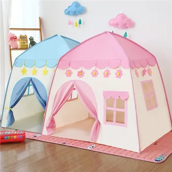Портативная детская палатка Вигвам, складная детская палатка, детская игровая комната Tipi, детская комната в стиле большой девочки, розовый замок принцессы, декор для детской комнаты
