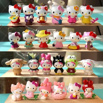 6 шт./компл. мультяшных мини-фигурок Sanrio Hello Kitty, украшение для торта, Украшение для сада, Украшение для вечеринок, Игрушка для детей, подарок