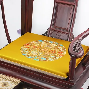 Изготовленные на заказ Жаккардовые подушки для стульев из китайской шелковой парчи, Кресло, диван, обеденные стулья, накладки для сидений на молнии, нескользящие коврики для сидения