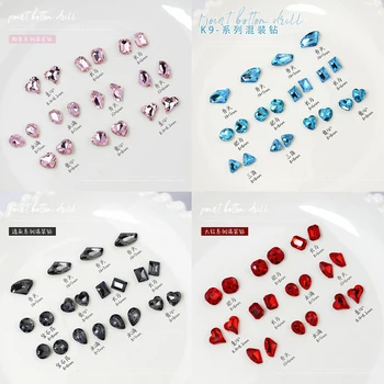 20 ШТУК разных форм, полупрозрачных различных цветов, Острые стразы для дизайна ногтей K9 с кристаллами алмазов, украшения для маникюра