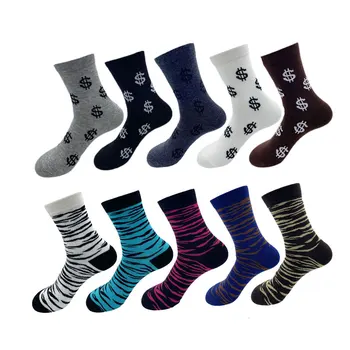 Горячая распродажа повседневных мужских носков 2023 года, осенне-зимние носки в клетку с разноцветной долларовой полосой, элитные длинные хлопковые носки для счастливых мужчин