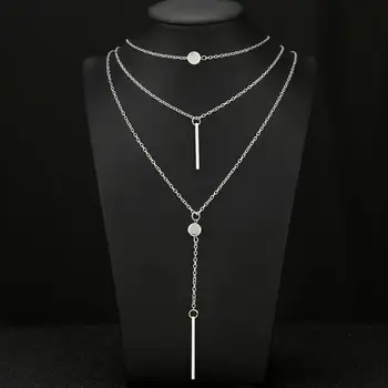 ZOSHI Винтажные Многослойные цепочки серебряного цвета, ожерелье для женщин, колье-чокер, Богемные ювелирные изделия, подарки