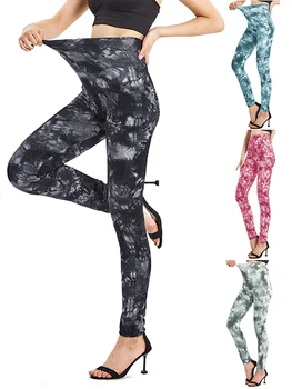 VISNXGI Женские леггинсы с принтом и завязками с высокой талией, Повседневные эластичные женские спортивные брюки-карандаш для йоги и фитнеса, Мягкая женская одежда