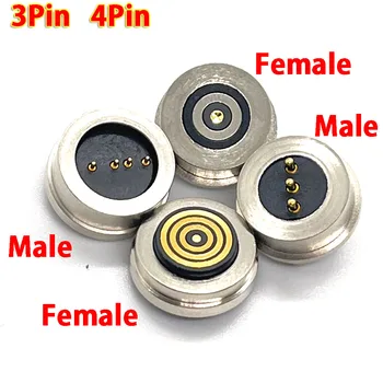 3-контактный 4-контактный водонепроницаемый магнитный разъем Pogo Pin, подпружиненный Мужской женский, 360 ° слепое всасывание, передача сигнала постоянного тока, зарядка