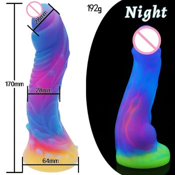 Светящийся имитирующий фаллоимитатор, реалистичный Толстый пенис для женщин с присоской, пары, Эротический Секс, Светящиеся Анальные игрушки для взрослых для мужчин, игрушки