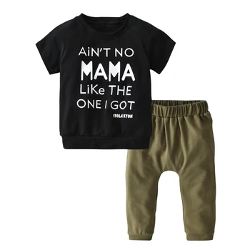 Комплект Летней одежды для Маленьких Мальчиков 0-24 месяцев, Новая Тонкая Хлопковая Футболка С Принтом + Длинные Брюки, 2 предмета, Одежда для Новорожденных Мальчиков