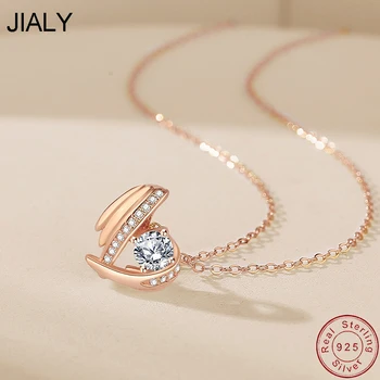 JIALY AAA CZ Angel Love Европейское Ожерелье Из Стерлингового Серебра S925 Пробы Для Женщин, Подарок На День Рождения, Ювелирные Изделия