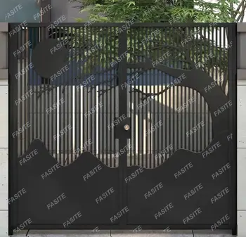 Современная кованая дверь во двор, изготовленный на заказ загородный забор, дверь во двор, простая вилла, двойная дверь