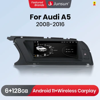 Junsun AI Voice Android 11 Беспроводной Автомобильный Радиоприемник CarPlay Мультимедиа Для Audi A5 2008-2016 DSP 4G Andorid Авто GPS Навигационный Плеер