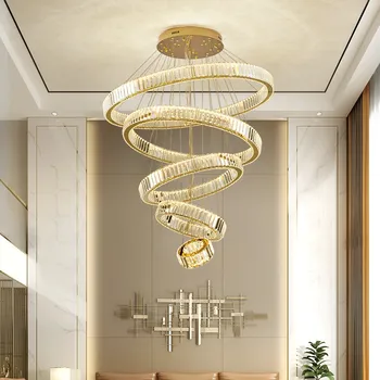 Хрустальная люстра в стиле постмодерн, Светодиодное подвесное освещение с регулируемой яркостью, Подвесной светильник на лестнице, Подвесные светильники Led Luminaria