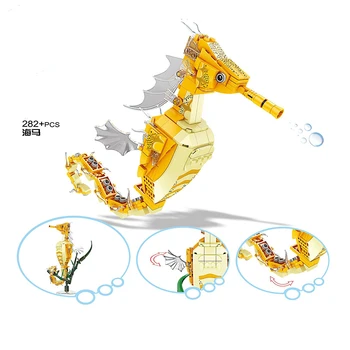 Забавная модель океанских животных Hippocampus Japonicus, украшения для офисного стола, Строительные блоки, Кирпичи, Игрушки, подарки