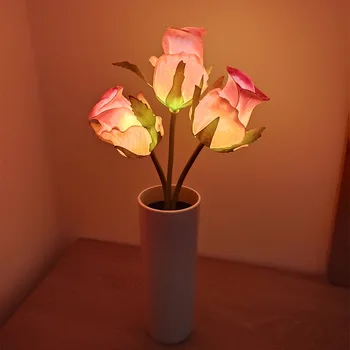Светодиодная роза, ваза для тюльпанов, ночник, настольная лампа, Питание от аккумулятора для дома, прикроватная тумбочка для спальни, свадебный декор, ночник