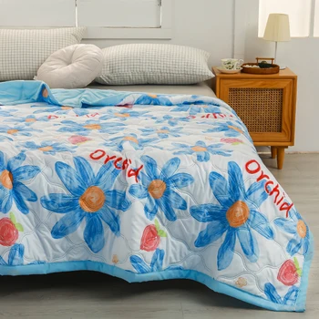 Летнее стеганое одеяло, кондиционер, стеганое одеяло с текстильной печатью, легкое гладкое летнее стеганое одеяло, высококачественное детское одеяло для взрослых