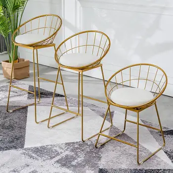 Золотые роскошные Барные стулья Дизайнерская гостиная Салон Американская Стойка регистрации Барный стул Для вечеринок Расслабляющая мебель для бара