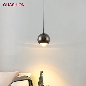 Прикроватный подвесной светильник с круглым шаром Роскошная спальня в скандинавском стиле Ресторан Бар Одноместный Небольшой подвесной светильник Столовая Простой рассеянный свет