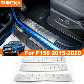 Внутренние накладки на пороги из нержавеющей стали SHINEKA, защита порога от царапин, накладка на педаль защиты входа для Ford F150 2015-2020
