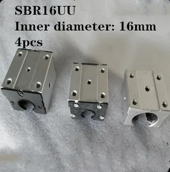 Бесплатная доставка 4шт алюминиевый блок SBR16UU 16 мм шарикоподшипник линейного перемещения скользящий блок использование линейной направляющей SBR16 16 мм