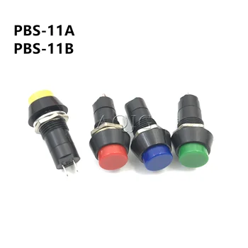 1ШТ PBS-11A PBS-11B 12 мм самоблокирующийся Самовосстанавливающийся Пластиковый Кнопочный Переключатель мгновенного действия 3A 250V AC 2PIN 6Color