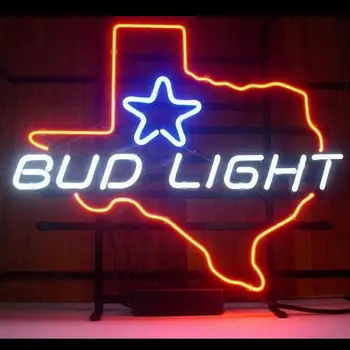 Изготовленный на Заказ Пивной Бар BUD LIGHT Texas Star Glass С Неоновой Световой Вывеской
